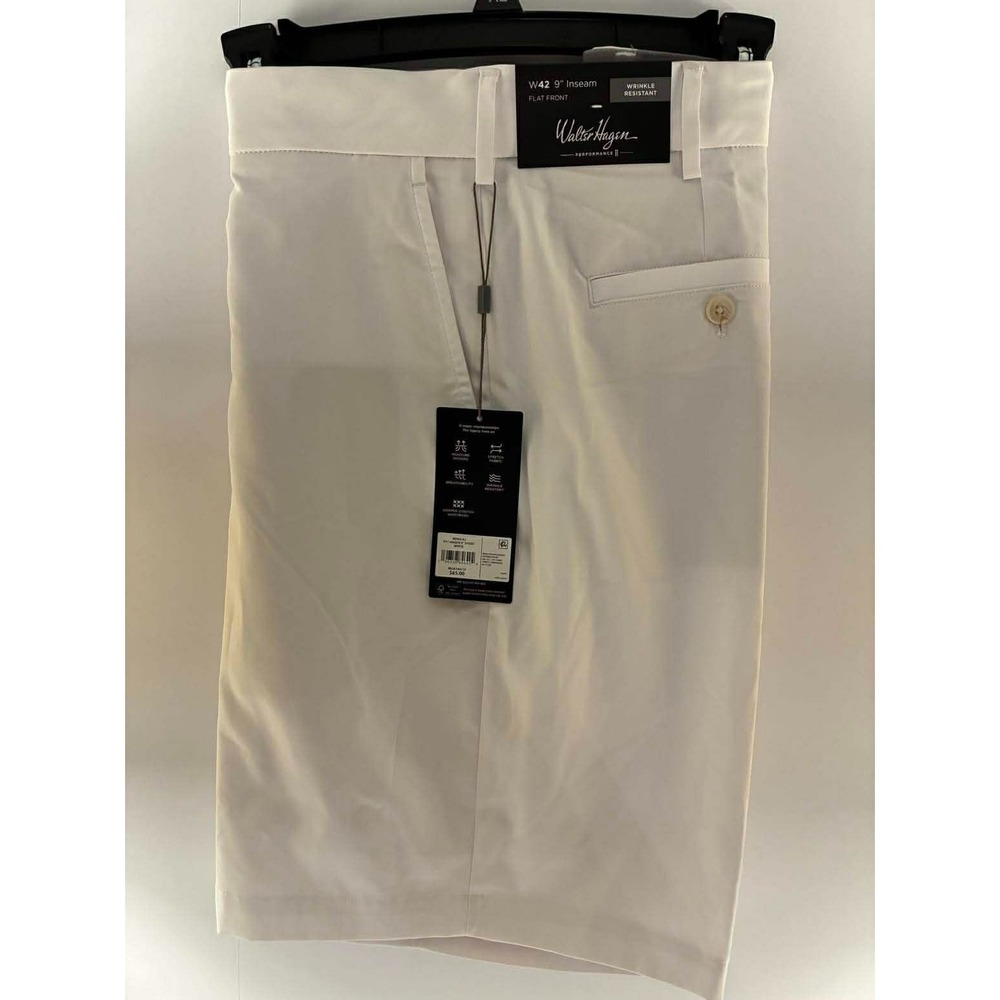 Walter Hagen Performance 11 Shorts Men's 42 White 9" Inseam Zip Fly Golf SRT239